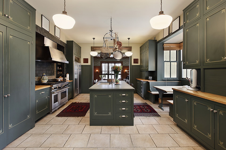 Luxury Kitchen with two pub style benches 